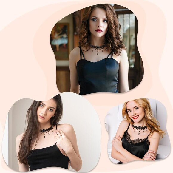 Vintage-Inspired Black Choker Necklace - Perfect for Gothic Parties & Weddings - Picture 3 of 7